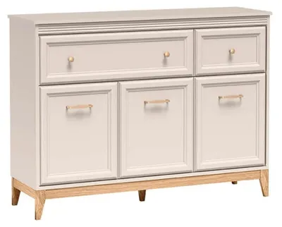 Obrázek produktu pro Komoda LUNENBURG – barva kašmír – kovové úchytky – dřevěné nožky – zásuvky – rozměry 136 x 100 x 41 cm