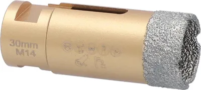 Produktbild von Diamantbohrkrone Ø 30 mm Winkelschleifer M14-Aufnahme Fliesen Feinsteinzeug Marmor Granit Keramikfliesen Steinzeug Kunststoff Tonrohr Klinkerriemchen Diamantbohrer Fliesenbohrer Trockenbohrer