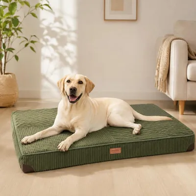 Produktbild von Orthopädisches Hundebett 91x56x9 cm, waschbar, wasserdicht, rutschfest, grün