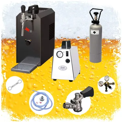 Produktbild von Komplett Set - Zapfanlage JET 30 Bierkoffer, Bierzapfanlage, Durchlaufkühler 1-leitig Trockenkühler, bis zu 35 Liter/h, Zapfkopf: KeyKeg