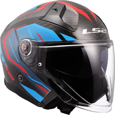 Produktbild von Jet Helm LS2 OF603 INFINITY II CARBON Urus Blau Glänzend Rot größe XS