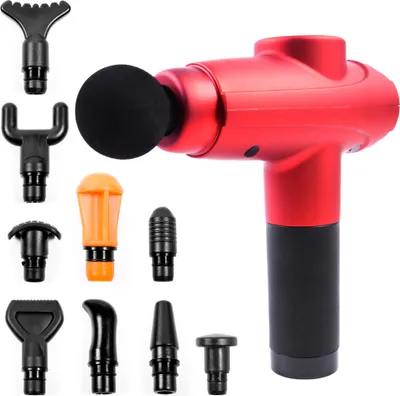 Produktbild von Massagepistole DS1606 Rot mit 20 Geschwindigkeitsstufen, 10 Aufsätzen, 12mm Hub und 3h Akkulaufzeit