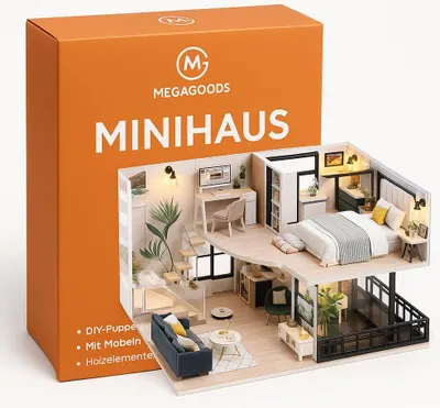 Produktbild von DIY Puppenhaus Bausatz Holz 3D mit Möbeln Geschenk Deko DE.