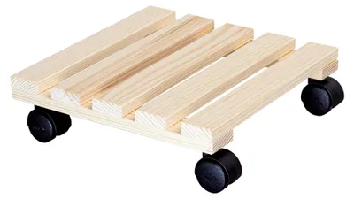 Produktbild von WAGNER Pflanzenroller PALETTI 29 x 29 x 8 cm I Pflanzenroller für den Innenbereich, Kiefer natur I Blumenroller aus -em Massivholz I Kübelroller aus Holz I Tragkraft 100 kg