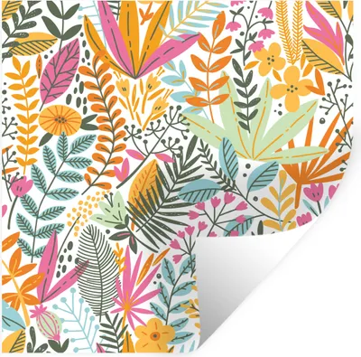 Produktbild von MuchoWow® Wandtattoo Wandsticker Wandaufkleber Sommer - Blumen - Pflanzen 80x80 cm Selbstklebend und Repositionierbar - Wierderverwendbar - Selbstklebend