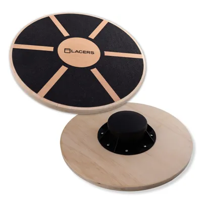 Produktbild von Lacers Petrolline rutschfestes Balance Board aus Holz 40cm Durchmesser–Fitness Wackelbrett / 360° Drehung aus nachhaltigen Holz-Gleichgewichtstraining