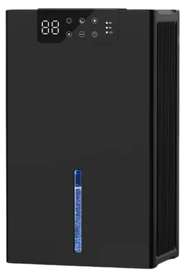 Productafbeelding van Zimilo luchtontvochtiger, 2,4 liter, 90 watt, draagbaar met afvoerslang, automatische uitschakeling, 7 kleuren LED-verlichting, filter geschikt voor badkamer, slaapkamer, kantoor en kelder, zwart