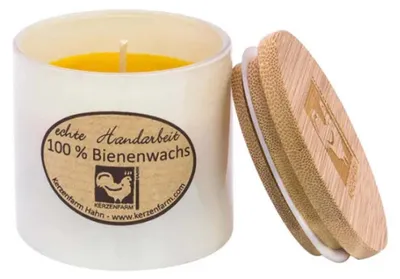 Produktbild von Bienenwachskerze Trendglas - elfenbein