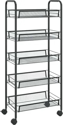 Obrázek produktu pro Kuchyňský vozík s 5 patry černý 46 x 26 x 105 cm železo