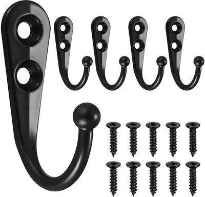 Imagen del producto de 5 ganchos para colgar, ganchos de pared, color , para ropa, ganchos de metal resistentes para la pared, ideales para dormitorios y baños