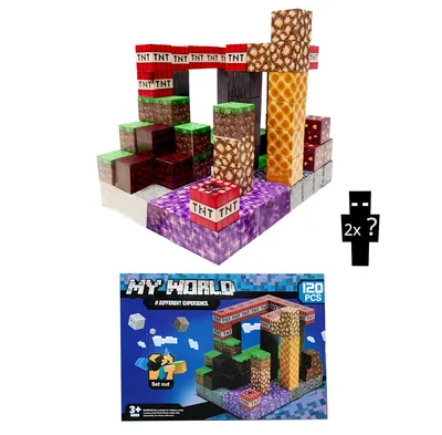 Image de Kit de construction magnétique Minecraft « TNT Améthyste et Lave » - 120 pièces