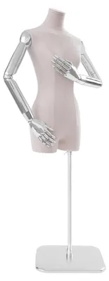 Produktbild von Damen-Schaufensterpuppe - Oberkörper-Torso - Höhenverstellbar 120–210 cm - Freistehender Ständer - PE-Kunststoff - Kleiderdisplay