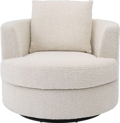 Produktbild von Casa Padrino Luxus Drehsessel Creme Ø 95 x H. 70 cm - Runder Wohnzimmer Sessel - Luxus Wohnzimmer Möbel