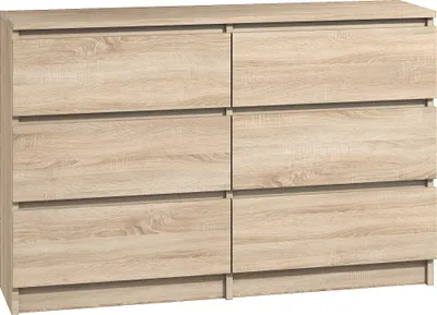 Produktbild von Roe Furniture | Kommode - 6 Schubladen - 120 cm - Sonoma - Modernes Design - Hochwertig und Funktional