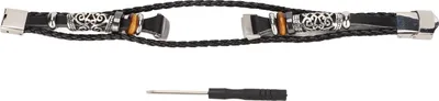 Produktbild von Smartwatch-Band, Lederuhr, Ersatzarmband, ethnischer Vintage-Stil für Fitbit Luxe, Schwarz