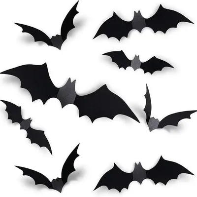 Image de Décorations d'Halloween - 60 pièces, décorations de chauves-souris en 3D, décorations de chauves-souris, autocollants de chauves-souris, décorations d'intérieur avec des toiles d'araignées et des chauves-souris