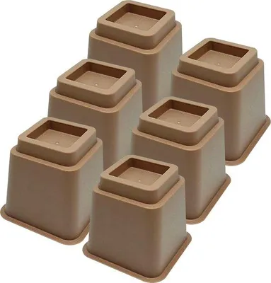 Produktbild von JustValue Möbelerhöher – 6er-Set – 13 cm Erhöhung – Max. 900 kg – Braun