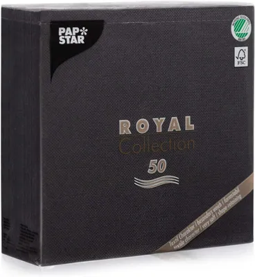 Produktbild von Papstar Royal Collection Servietten Schwarz 40x40cm 1/4-Falz 50er Pack Gastro