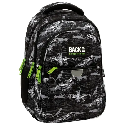 Produktbild von Derform BACKUP P Schulrucksack mit drei Fächern, T-Rex-Dinosaurier