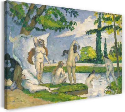 Produktbild von Leinwandbild (100x70cm): Paul Cézanne - Die Badenden (1874-1875), echter Holz-Keilrahmen inkl. Aufhänger, handgefertigt in Deutschland