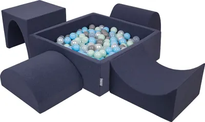 Produktbild von KiddyMoon Spielplatz Aus Schaumstoff Mit 300 Bälle 7cm Hindernisläufen Version 1 Quadrat Bällebad Mit Bunten Bällen Für Babys Und Kinder