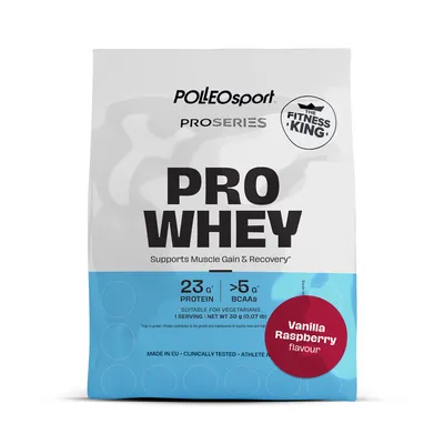 Immagine prodotto di Polleo Sport Pro Whey, 30 g - Vaniglia e lampone