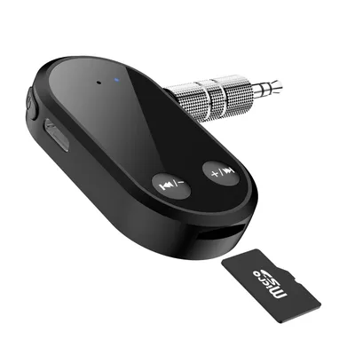 Produktbild von E25C 2in1 Bluetooth 5.0 Audio Empfänger AUX 3,5mm Adapter mit TF Slot, kabellos Musikreceiver & Freisprechanlage für Auto, Kopfhörer, Lautsprecher