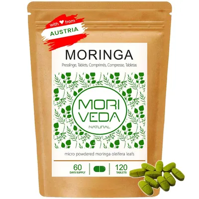Produktbild von Moringa Energy Tabs 950mg I Vitamine, Proteine & Aminosäuren I reines Naturprodukt in Oleifera Qualität I 120 Stk. von Moriveda