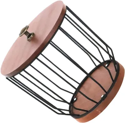 Image de Panier de rangement en métal et en bois pour capsules de café, idéal pour un bureau