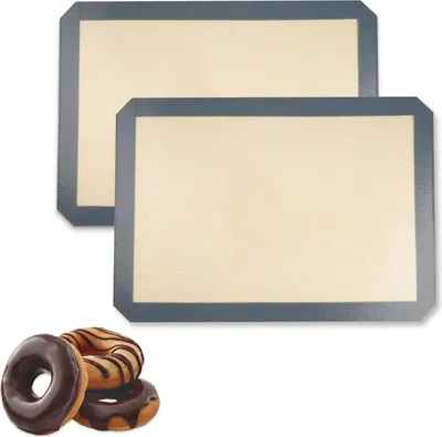 Produktbild von 2 Stš¹ck Backmatte Silikon 40x30cm, Antihaftbeschichtung Silikonmatte Backen Backofenmatte Silikonbackmatte Wiederverwendbar Dauerbackmatte