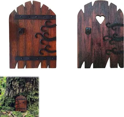 Produktbild von Miniatur-Tuineinrichtung aus Vintage-Holz - Set von 2 kleinen Gartenaccessoires für Feeenhaus und Außendekoration