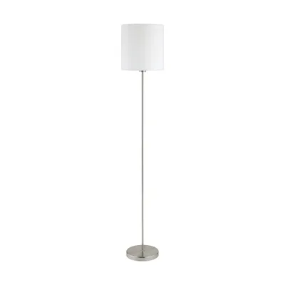 Image de Pasteri Lampadaire 158cm avec abat-jour en tissu blanc
