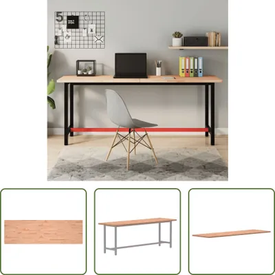 Productafbeelding van Living Store bureaublad, 180x55x2,5 cm, massief beuken hout