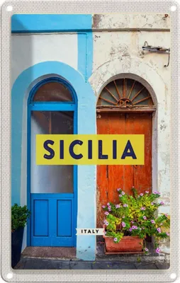 Image de vianmo Plaque en tôle 30x20 cm Sizilien Architektur Mittelalter Blume