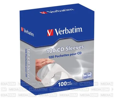 Obrázek produktu pro Verbatim Papírová pouzdra na disky CD – 100 kusů, 100 disky, Papír