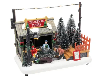 Immagine prodotto di Piccolo albero di Natale da banco con 5 LED bianco caldo - 18 x 14 cm - Villaggio natalizio Scena invernale Illuminazione decorativa da tavolo