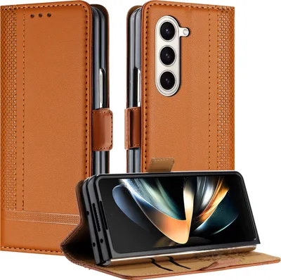 Immagine prodotto di Custodia per Samsung Galaxy Z Fold 5 in pelle con funzione stand Brown