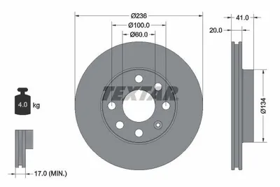 Obrázek produktu pro 2x TEXTAR 92029603 Brzdový kotouč přední nápravy