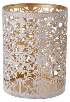 Produktbild von Gemutlicher & trendiger Teelichthalter - weis/gold - Antik-Look - 13 cm