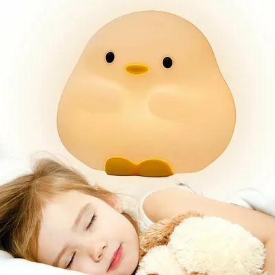 Produktbild von Baby Nachtlicht Ente, Kinderzimmer Lampe, Silikon Nachtlampe, dimmbar, USB-Ladefunktion, sanftes Warmlicht, Kinderzimmer Nachbildung, Geschenkidee