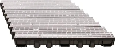 Produktbild von ScarMaxx 9m Entwässerungsrinne Bodenrinne A15 60 mm Längsstabrost Grau - 13x900x11,5cm