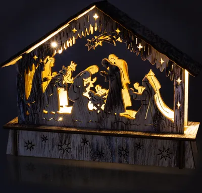 Obrázek produktu pro RETLUX RXL 336 Vánoční dekorace - jesličky, 6 LED, barva světla: teplá bílá, rozměry: 170 x 135 x 40 mm, vhodné pouze pro vnitřní použití (IP 20), napájení: 2xAA