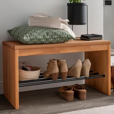 Produktbild von Schuhbank 82 cm Massivholz Buche CUENCA-137