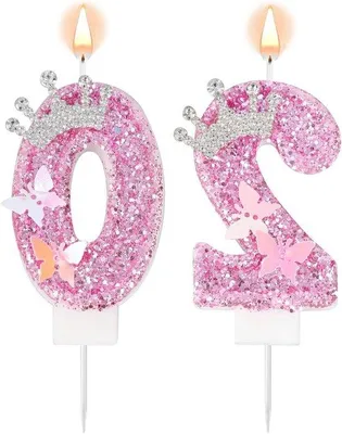 Produktbild von Glitter Vlinder Kaarsen - Prinzessin - 7,3 cm Hoch - Rosa
