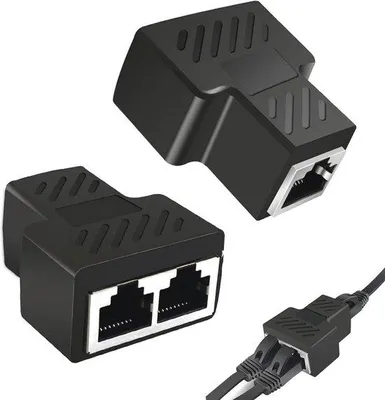 Productafbeelding van RJ45 LAN Splitter Adapter - 1 op 2 Stekkers voor Ethernet Cat 5/6/7/8