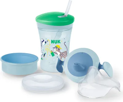 Immagine prodotto di Set di tazze NUK 3 in 1 con tazza Trainer Cup (6+ mesi), tazza Magic Cup 360° (8+ M) e biberon Action Cup (12+ M) | 230 ml | senza  | verde leopardo