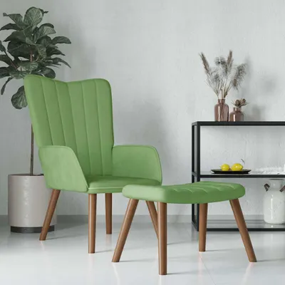 Produktbild von Relaxsessel mit Hocker Hellgrün Samt