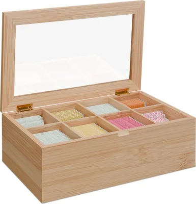 Produktbild von relaxdays Teebox mit 8 Fächern