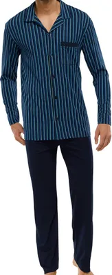 Produktbild von Schiesser 149040 - Herren Pyjama lang in blau Gr. 58