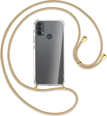 Produktbild von Handykette Backcover-Schutzhülle mit Band (Metall goldfarben) für Motorola Moto E30, Moto E40 - caramel